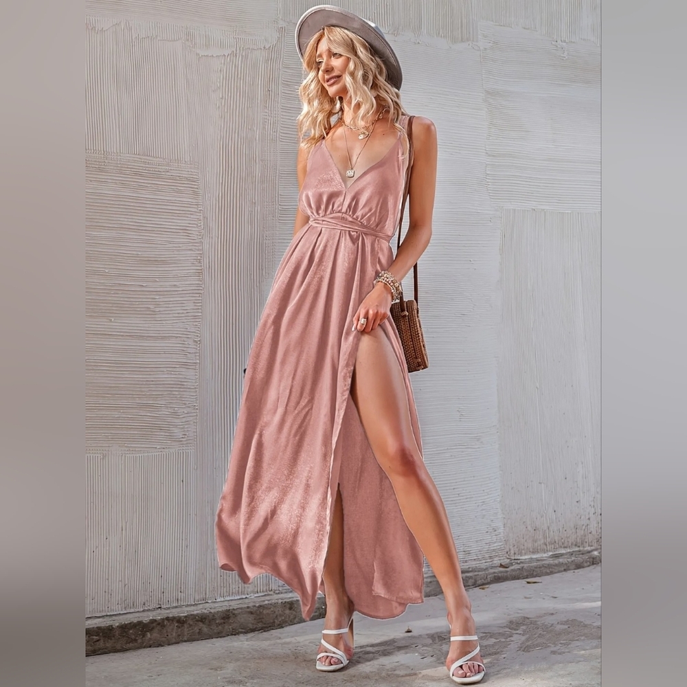 Sexy Elegant Summer Long Maxi Dress. Pink.  XS